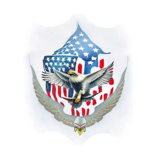 swat eagle with American flag tattoo design idea