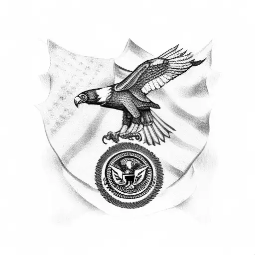 swat eagle with American flag tattoo design idea