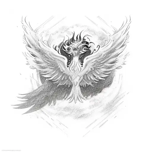 A phoenix rising from the ashes simple tattoo design idea