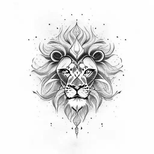 Half Lion half skull tattoo design idea