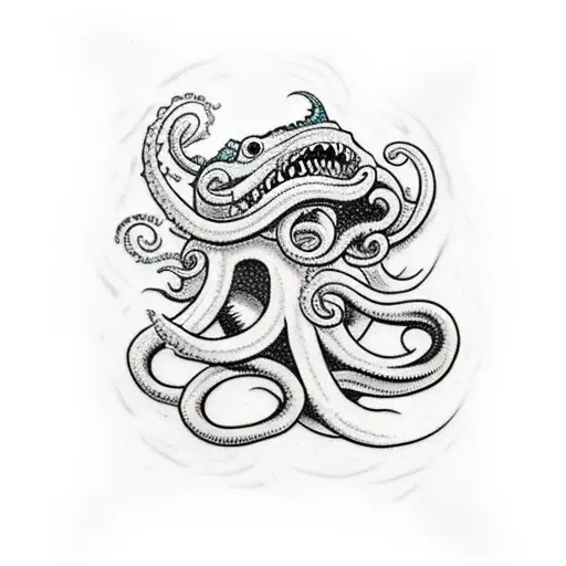 kraken sea monster tattoo design idea
