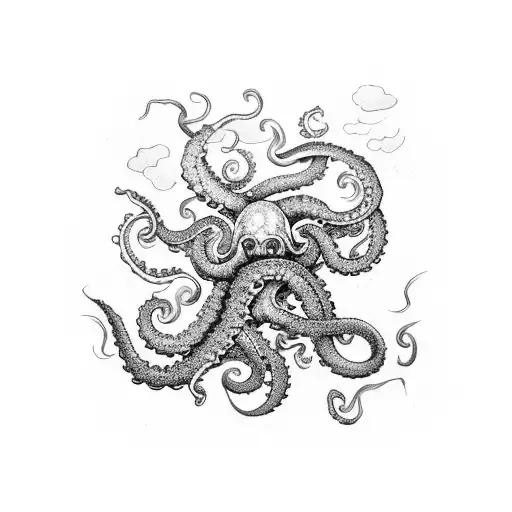 kraken sea monster tattoo design idea