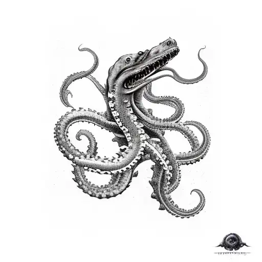 kraken sea monster and battleship sleeve tattoo tattoo design idea