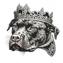 a black Pitbull face wearing a crown looking serious  tattoo design idea
