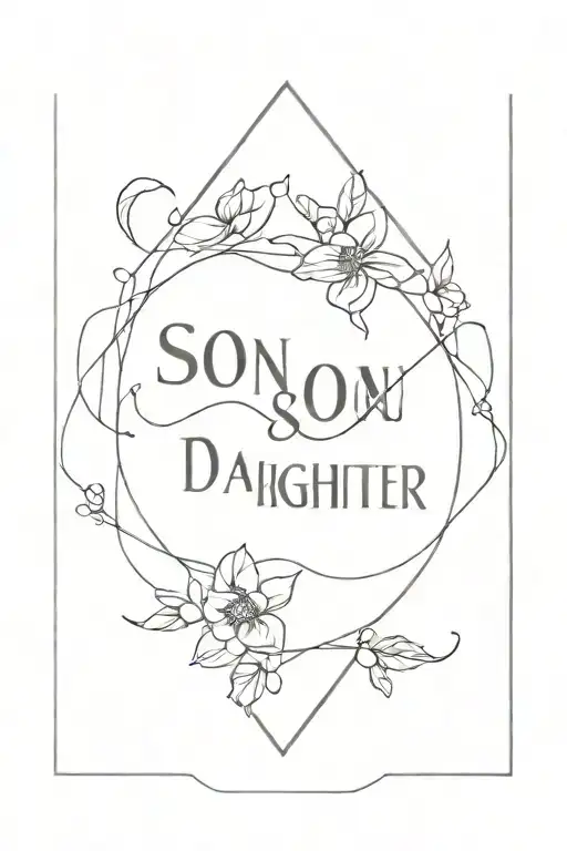 son and daughter name tattoo design idea