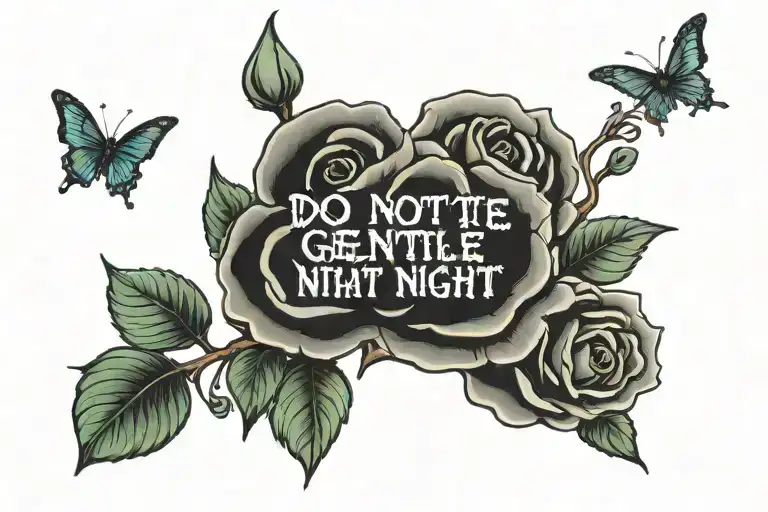 quote "Do not go gentle into that good night, rage rage against the dying of the light" tattoo design idea