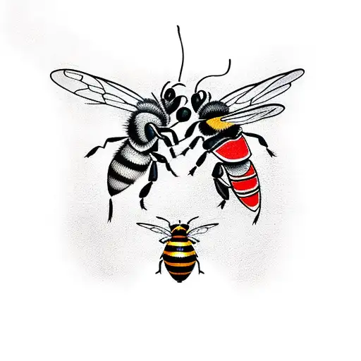 two bees as ghost tattoo design idea