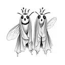 two bees dressed as ghosts  tattoo design idea