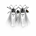 two bees dressed as ghosts  tattoo design idea