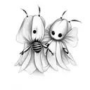 two bees dressed as ghosts  tattoo design idea
