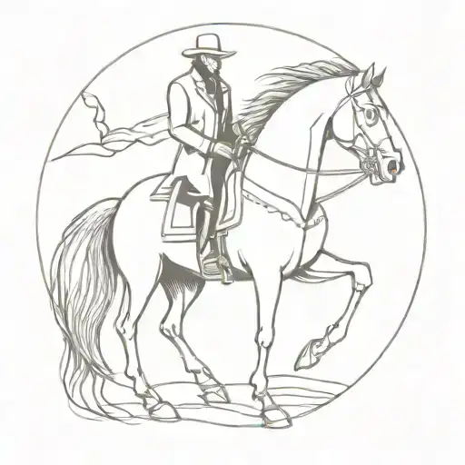 Headless horseman in a surreal art gallery setting tattoo design idea