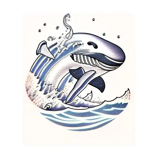 killer whale with wave tattoo design idea