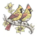 red cardinal and yellow gold finch tattoo design idea