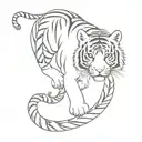 tiger, tiger cub and snake tattoo design idea