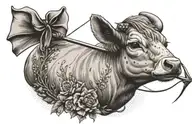 calf with bow and arrow tattoo design idea