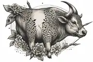 calf with bow and arrow tattoo design idea