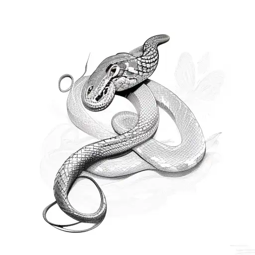 SNAKE SWORD AND BUTTERFLY tattoo design idea