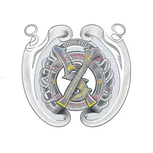 horseshoe with the letters STS tattoo design idea