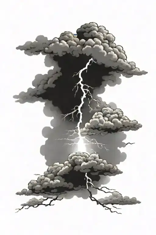 clouds lightning striking light shining tattoo design idea