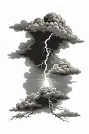 clouds lightning striking light shining tattoo design idea