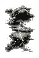 clouds lightning striking light shining tattoo design idea