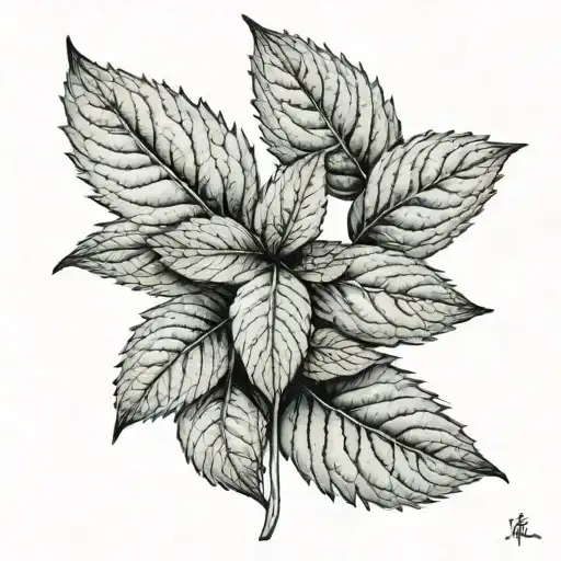Mint leaf, calmness tattoo design idea