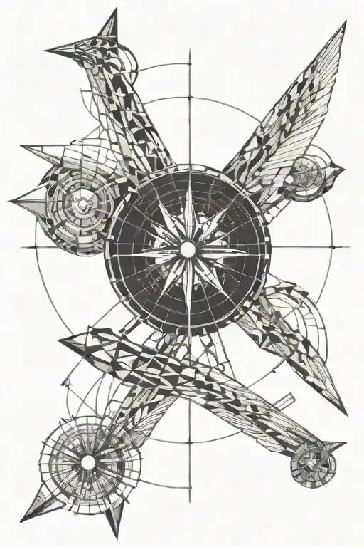 aviation and compass tattoo design idea