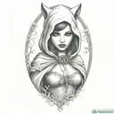 Little red riding hood girl, skinwalker, sexy, dark, goth, tattoo, shading tattoo tattoo design idea