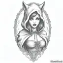 Little red riding hood girl, skinwalker, sexy, dark, goth, tattoo, shading tattoo tattoo design idea