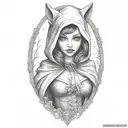 Little red riding hood girl, skinwalker, sexy, dark, goth, tattoo, shading tattoo tattoo design idea