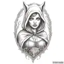 Little red riding hood girl, skinwalker, sexy, dark, goth, tattoo, shading tattoo tattoo design idea