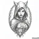 Little red riding hood girl, skinwalker, sexy, dark, goth, tattoo, shading tattoo tattoo design idea