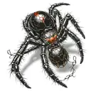 black widow spider coming down from web  tattoo design idea
