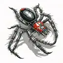 black widow spider coming down from web  tattoo design idea