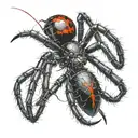 black widow spider coming down from web  tattoo design idea