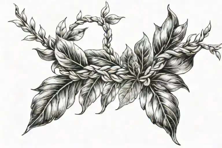 laurel wreath wrapped braided  tattoo design idea