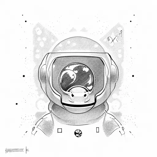 monkey in astronaut suit, floating in space tattoo design idea