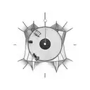 A record player with a vinyl record spinning, featuring LGBT symbols as the album cover tattoo design idea