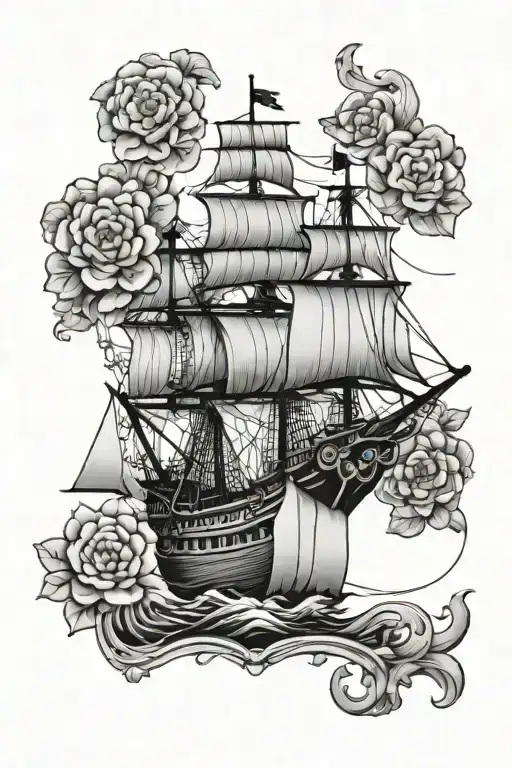 azulejo de portugal tiles, pirate ship sailing, hydrangea, black bull  tattoo design idea