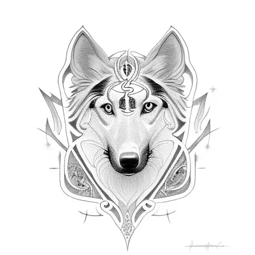 hecate with borzois tattoo design idea