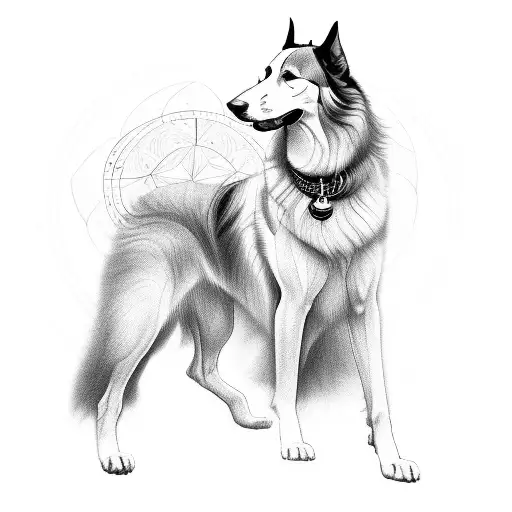 hecate witchcraft borzoi tattoo design idea