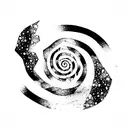 spiral galaxy inside a triangle tattoo design idea