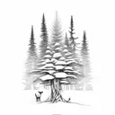 pine trees and northern lights tattoo design idea