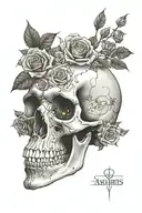 skull rose Aquarius strangth intelligence fibonacci sequence birthday 1-23-91 ancient conspiracies spirituality   tattoo design idea