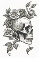 skull rose Aquarius strangth intelligence fibonacci sequence birthday 1-23-91 ancient conspiracies spirituality   tattoo design idea