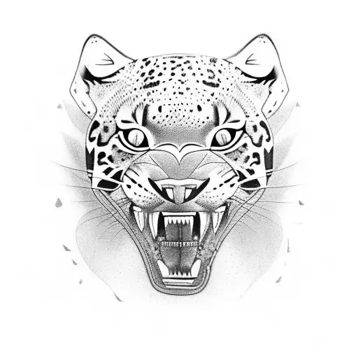 A tattoo of a fierce jaguar surrounded by dental tools, symbolizing your passion for dentistry and your love for wild cats. tattoo design idea