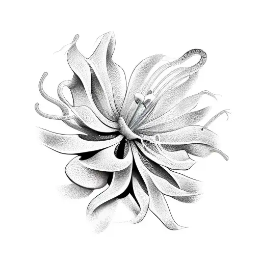 Snake and spider lily tattoo design idea