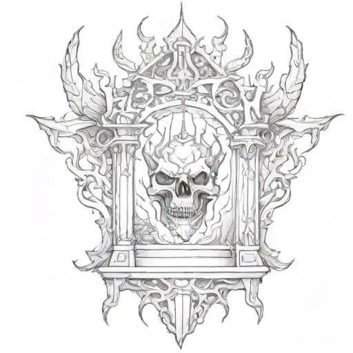 demonic shrine  tattoo design idea