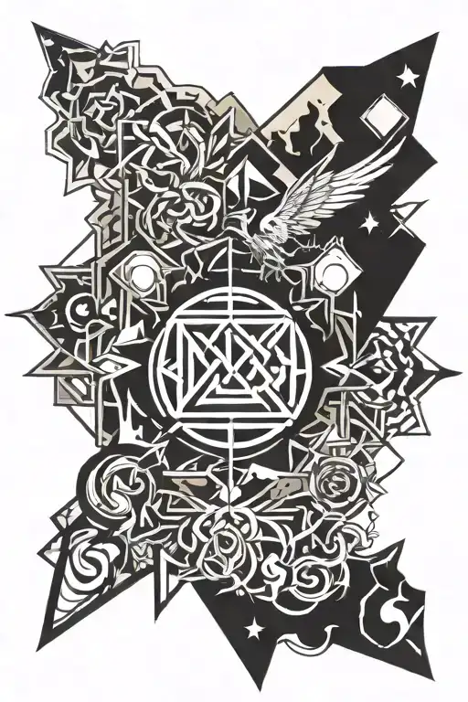 linkin park logo combined geometrical shapes tattoo design idea