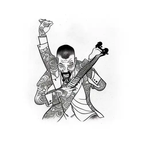 John Wick playing an ukulele tattoo design idea